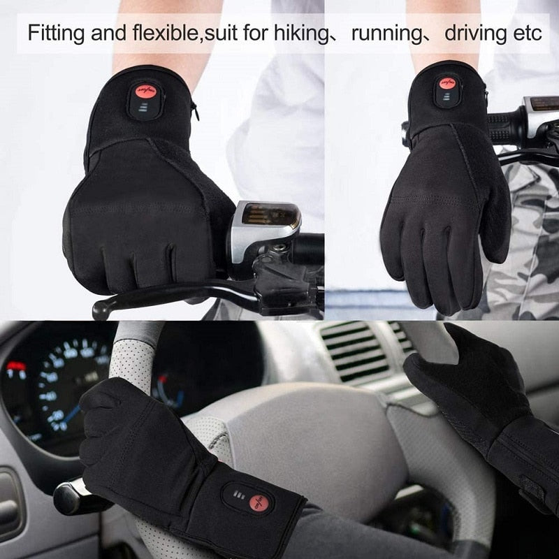 Winter Warm Cycling Heated Gloves Liners Rechargeable Battery for MTB Riding Skiing Hiking Motorcycle Gloves Men Women 2021