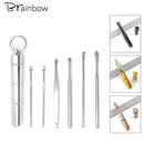 Brainbow 6pcs/set Ear Wax Pickers Stainless Steel Earpick Wax Remover Curette Ear Pick Cleaner Ear Spoon Care Ear Cleaning Tools