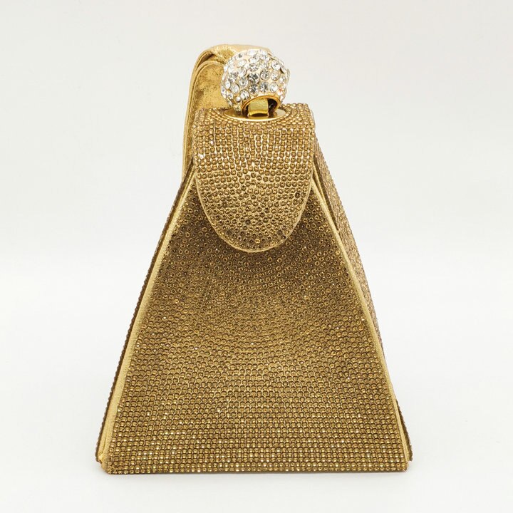 Boutique De FGG Pyramid Shape Crystal Clutch Evening Bags for Women Formal Party Rhinestone Purse Bridal Wedding Handbags