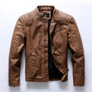 Men 2022 Winter Casual Motorcycle Fleece Leather Jacket Men Autumn Brand Biker PU Leather Jacket Coat Slim Overcoats Mens M-5XL