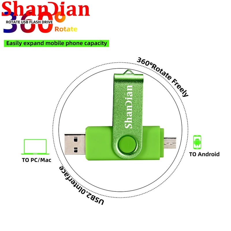 SHANDIAN Unidad flash USB multifunción OTG Unidad USB de alta velocidad 64GB 32GB Pen drive 3in1 Micro USB 2.0 Adaptador de TYPE-C gratis regalo