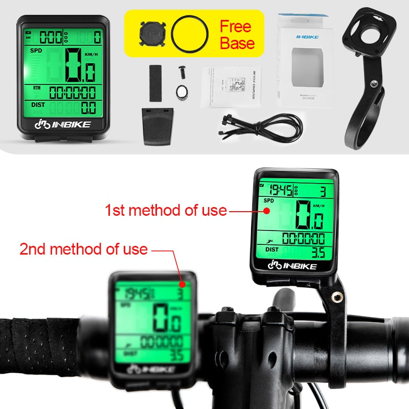 INBIKE impermeable MTB bicicleta ordenador bicicleta velocímetro inalámbrico con cable odómetro ciclismo reloj LED pantalla medible reloj IC321