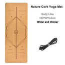 Jusenda 5mm Natural Cork TPE Yoga Mat 183*61cm Fitness Mats Gym Pilates Pad Training Exercise Sport Mat With Position Body Line