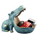 YuryFvna Hippo Statue Resin Hippopotamus Figurine Sculpture Sundries Key Candy Container Home Table Office Decoration Gift