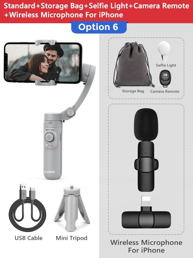 AXNEN HQ3 3-Axis Smartphone plegable Handheld Gimbal Cellphone Video Record Vlog Estabilizador para iPhone 13 Xiaomi Huawei Samsung