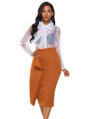 Women Bodycon Pencil Skirts High Waist Slim Midi Modest Classy Female Package Hip Jupes Falad Officewear Elegant Femme Fashion