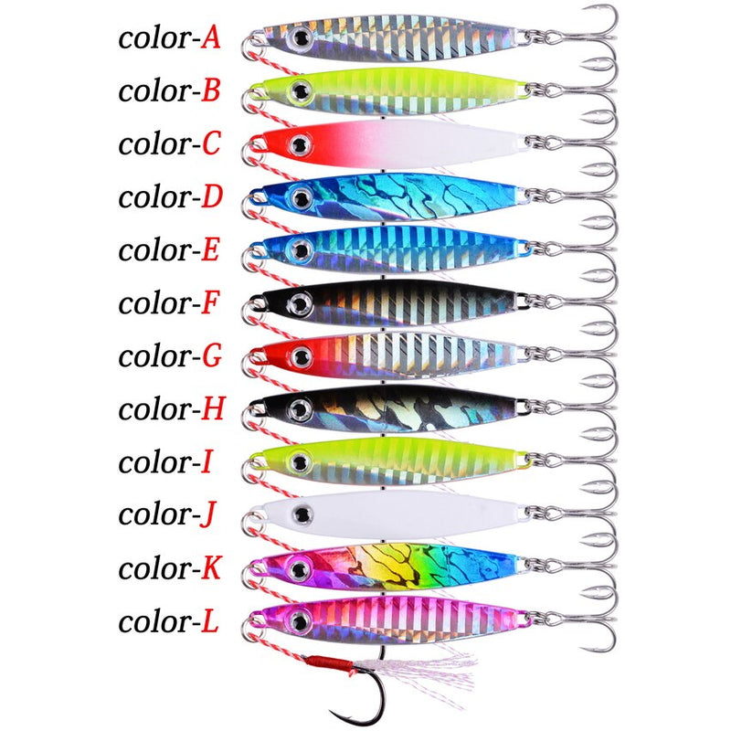 12pcs Metal Lures 7g 12g 17g 22g 30g 40g Metal Jigs Fishing Spoon Bait Sinking Lure Jigging Vibe Blade For Pike Bass Sea Fishing