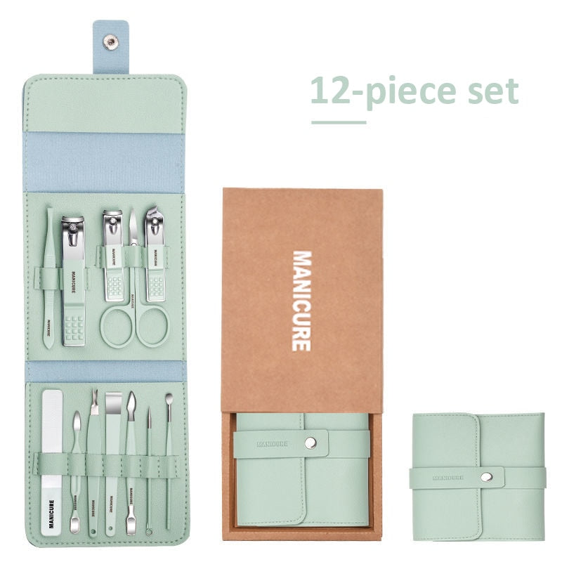 Manicure Set 16 In 1 Full Function Kit Professional Stainless Steel Pedicure Sets With Leather Portable Case Idea Gift