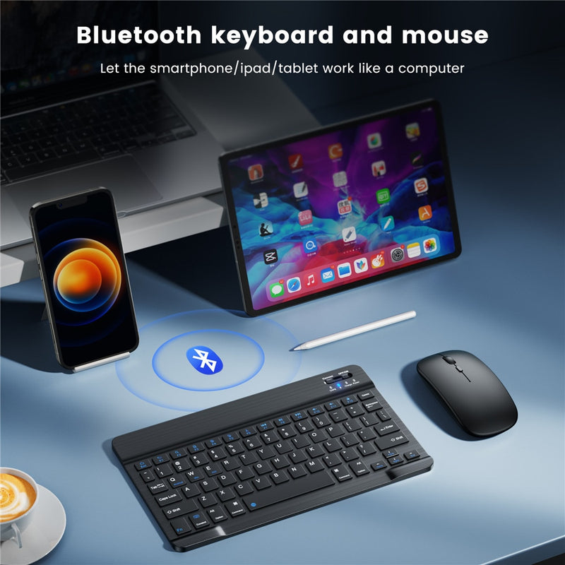 Teclado y ratón inalámbricos Mini teclado español español recargable con ratón teclado ruso para PC Tablet teléfono