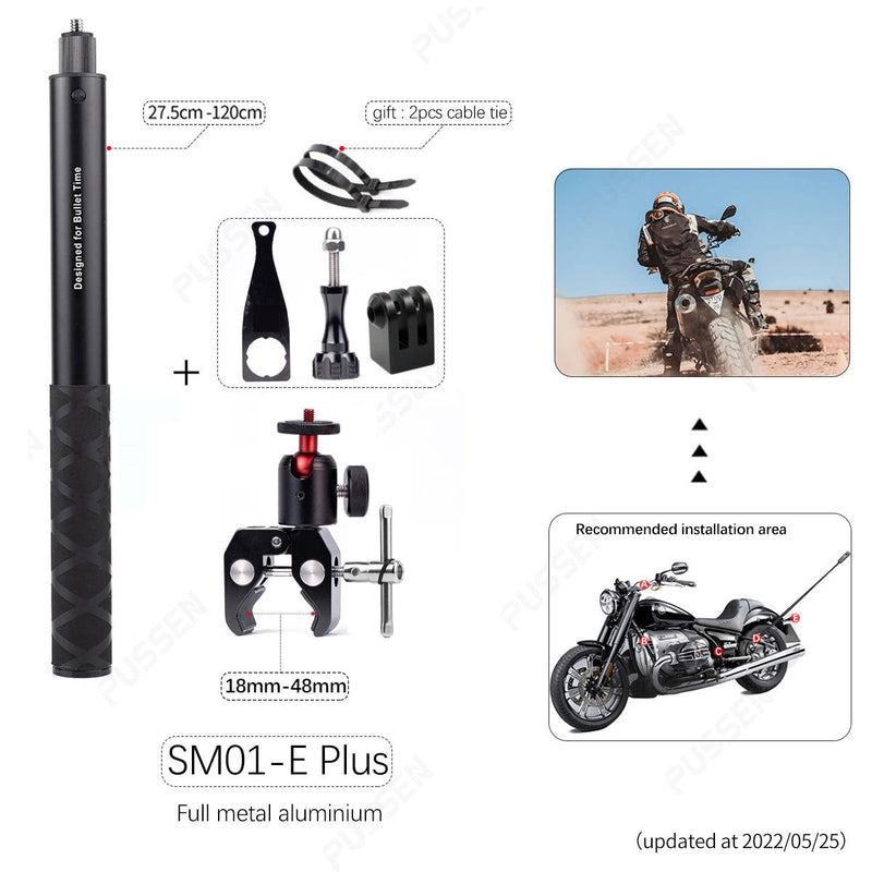 TUYU motocicleta 3ª persona vista Invisible Selfie Stick para GoPro Max Hero11 Insta360 One X3 X2 OneR cámara RAM accesorios de montaje