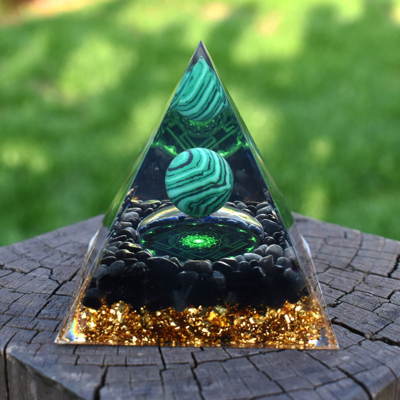 6cm Orgone Pyramid Obsidian and Lapis Lazuli Healing Crystal Energy Orgonite Pyramide Emf Protection Meditation Wholesale