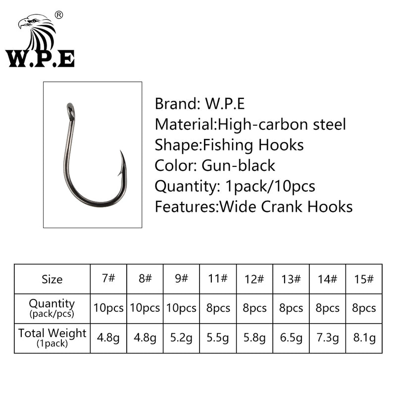 W.P.E Brand 1 pack Fishing Hook Size 7#-15# Barbed Hook High-Carbon Steel Single Circle Carp Fishhook Jig Tackle Accessories