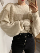 Alien Kitty 2022 New Spring Korean Style Loose Sweater Women Solid Knitted Pullovers Winter Warm Sweaters Femme