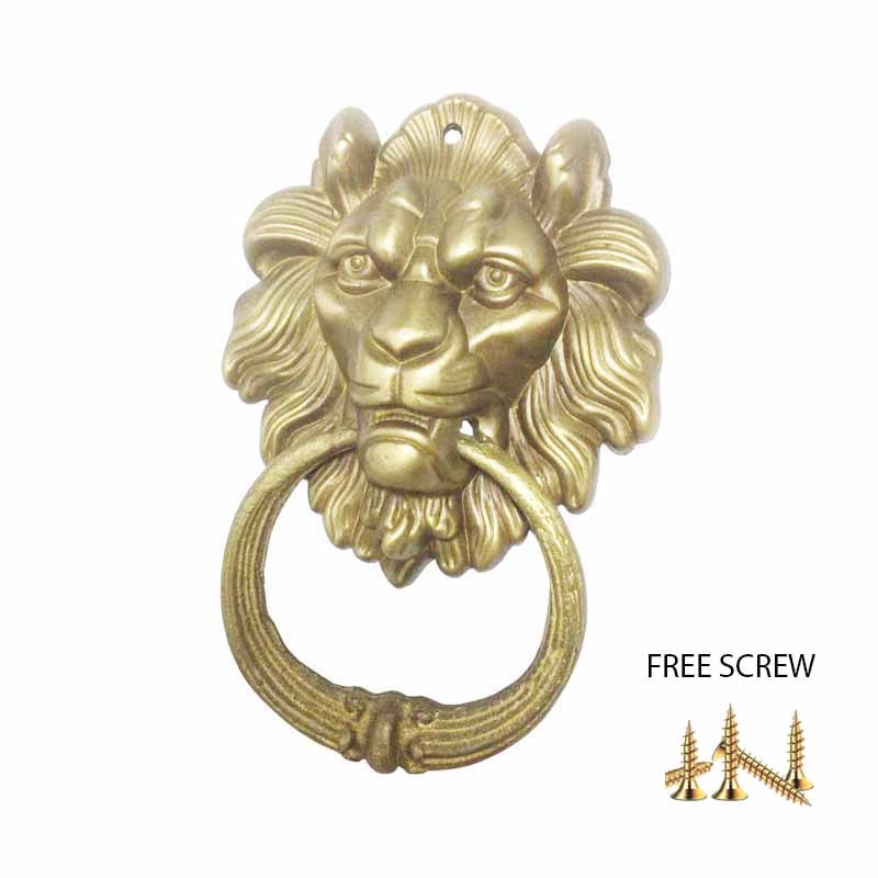 Vintage Brass Casting Lion Head Door Knocker Solid Wood Villa Courtyard Gate Ring Door Handle Pulls Knob Decoration