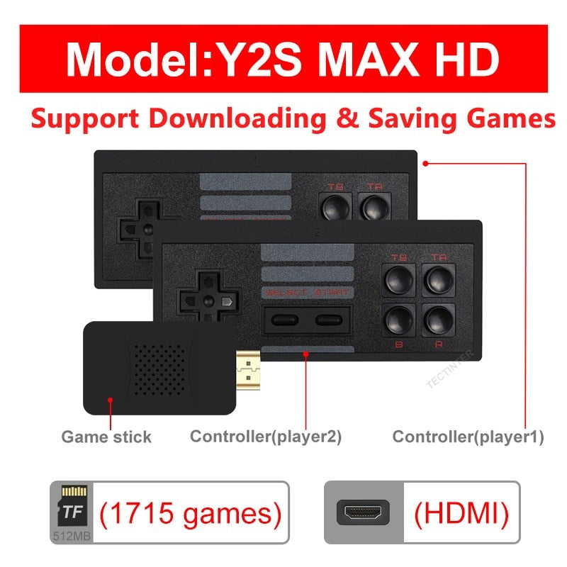 Videospielkonsole Handheld Game Player Mini-Spielekonsole Eingebaute 1800 Klassische 8-Bit-Spiele Dual Wireless Gamepad HD/AV-Ausgang