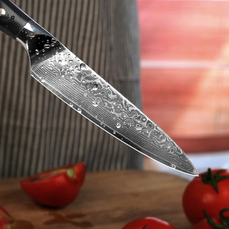 Nuevo cuchillo SUNNECKO de 5 "pulgadas, cuchilla afilada, cuchillos de cocina de acero VG10 japoneses, mango Damasco G10, cortador rebanador de Chef