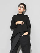 XITAO Vintage Schwarz Rollkragen T Shirt Frauen Kawaii Casual Langarm Unregelmäßige Tops Koreanische Kleidung Neue ZLL1177