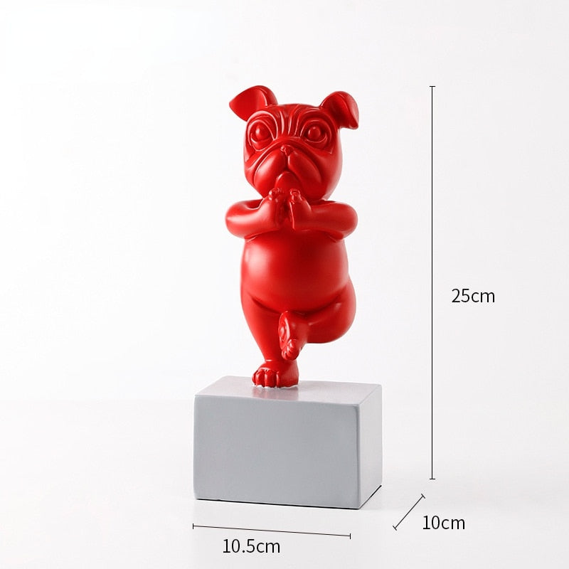 Schöne Yoga Französische Bulldogge Statue Harzfiguren Nordische Kreative Cartoon Tiere Skulptur Kinderzimmer Dekor Handwerk