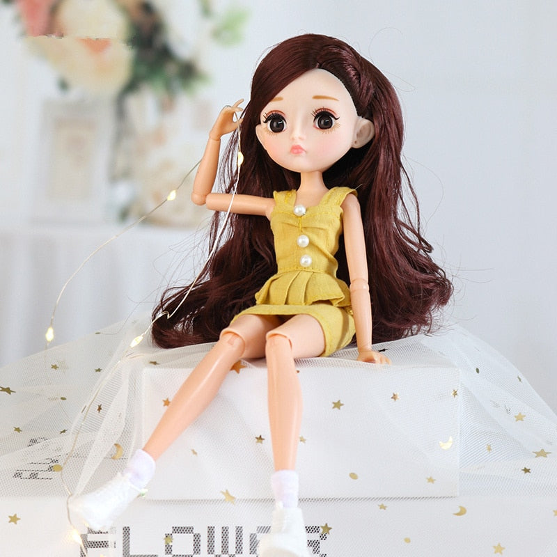 New Edition 11 Joint Moveable Body 26cm 1/6 Doll Purple Brown Eyes with Fashion Clothes Shoes Style Dress Up Baby Dolls DIY Toy