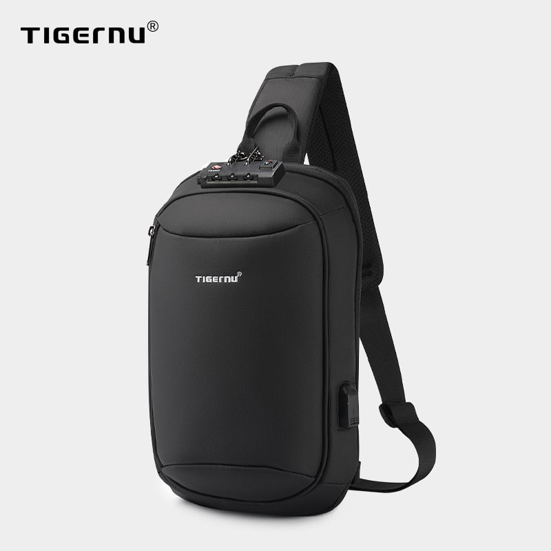 Tigernu 2022 Neue Mode Männer Hohe Qualität Umhängetasche Spritzwassergeschützte Brusttasche Anti-Diebstahl-USB-Lade Lässige Brusttaschen Männliche Tasche
