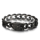 Fongten Vintage Skull Cuban Link Chain Bracelet For Men Punk Skeleton Stainless Steel Charms Curb Mens Bracelets Viking Jewelry