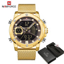 New Watches NAVIFORCE Top Brand Luxury Gold Quartz Mens Watch Waterproof Big Sport Wrist Watch Stainless Steel Date Reloj Hombre