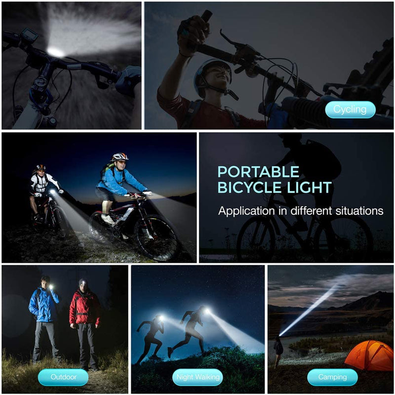 Luz de bicicleta recargable por USB, odómetro de bicicleta, linterna de luz delantera con ordenador, velocímetro LCD, cabeza de ciclismo, bocina de linterna