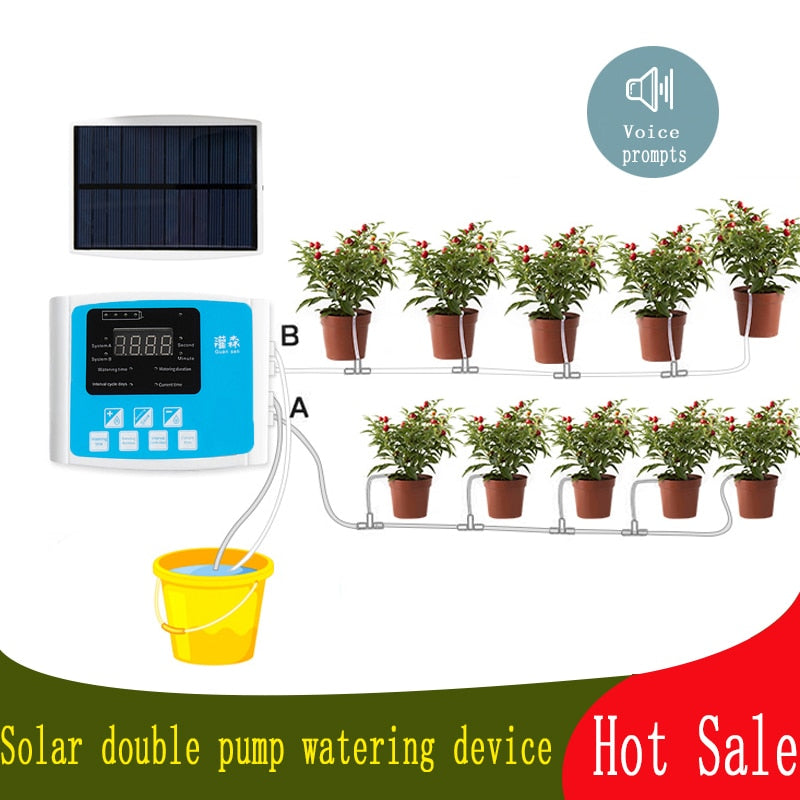 1/2 Pumpe Intelligente Tropfbewässerung Wasserpumpe Timer System Automatische Gartenbewässerung Gerät Solarenergie AufladenTopfpflanze
