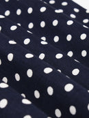 Tonval Puff Sleeve Button Up Polka Dot Vintage A-Line Party Long Dresses for Women Elegant High Waist Cotton Pinup Midi Dress