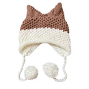 BomHCS Cute Fox Ears Beanie Winter Warm 100% Handmade Knit Hat