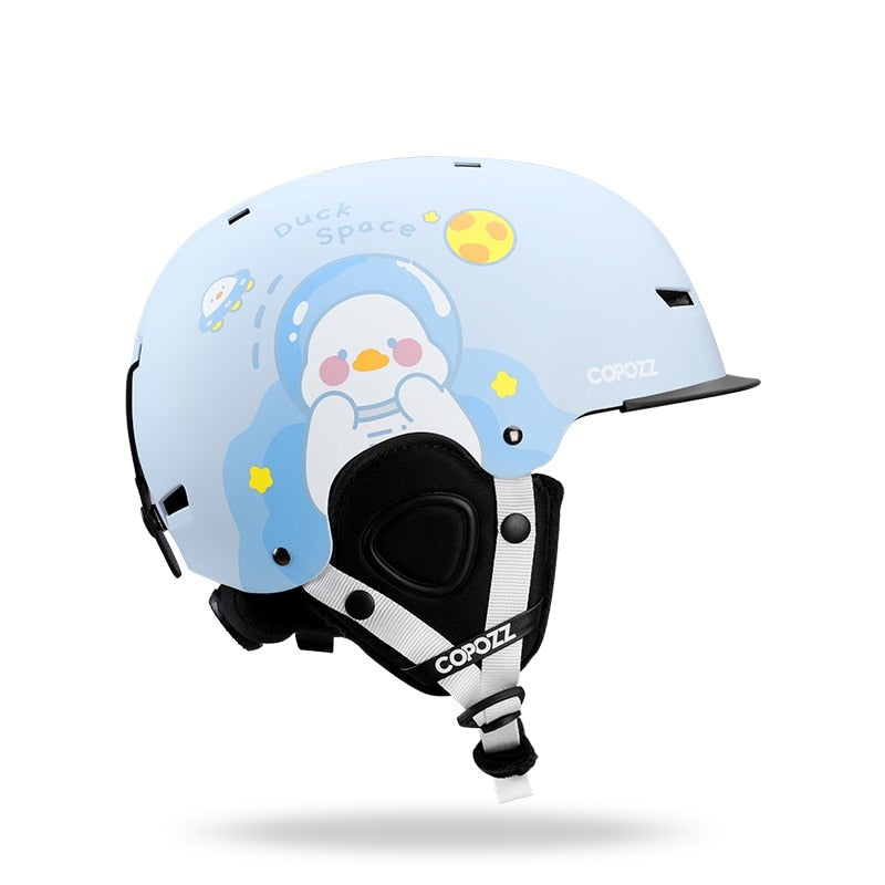 COPOZZ Cartoon Kinder Kinder Skihelm Integral geformter Outdoor-Sportschutz Snowboardhelm Damen Skiausrüstung