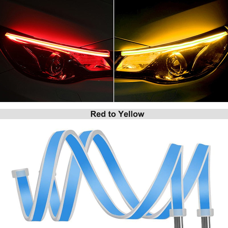 ANMINGPU 1 Paar Sequentielle DRL LED Streifen Blinker Gelb Helle Flexible DRL LED Tagfahrlicht für Autoscheinwerfer