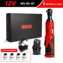 WOSAI 45NM Cordless Electric Wrench 12V 3/8 Ratchet Wrench set Angle Drill Screwdriver to Removal Screw Nut Car Repair Tool