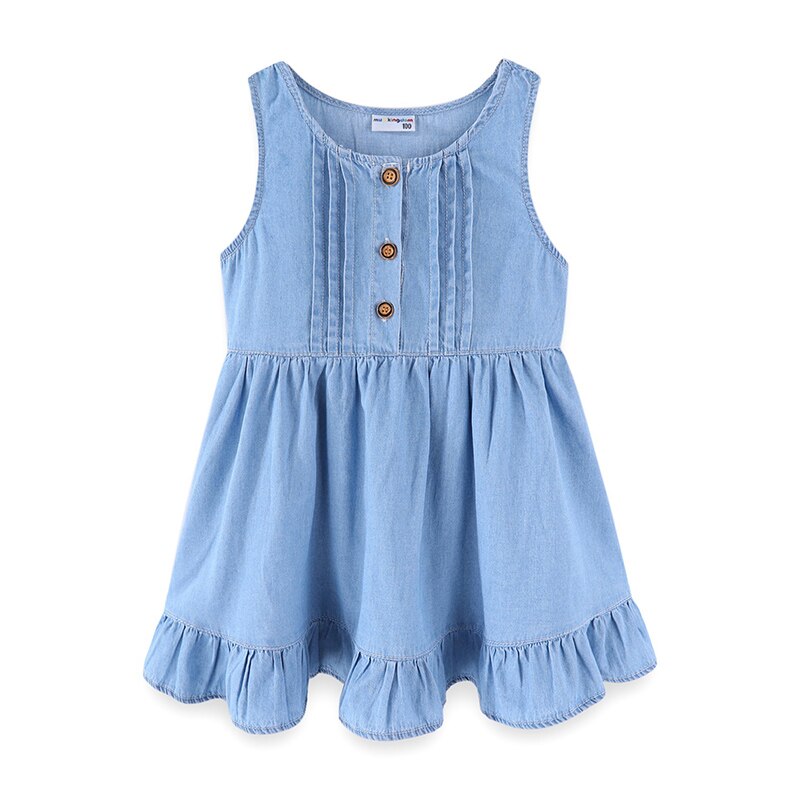 Mudkingdom Toddler Girls Denim Dress Cartoon Mouse Sleeveless Cute Vest Dress for Girl Dresses Puppy Jean Dress Kids Clothes