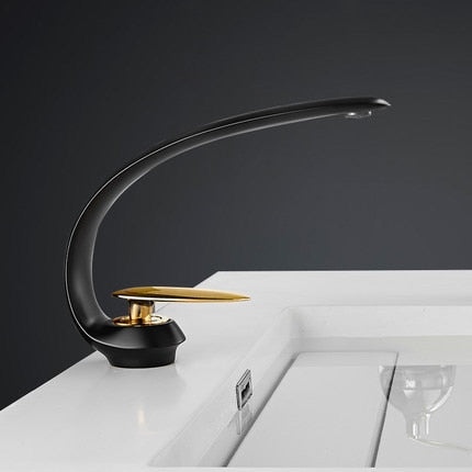 Grifo de lavabo de oro rosa/negro/dorado, grifo mezclador de lavabo de baño, grifo de lavabo de latón, grúa de un solo orificio para baño