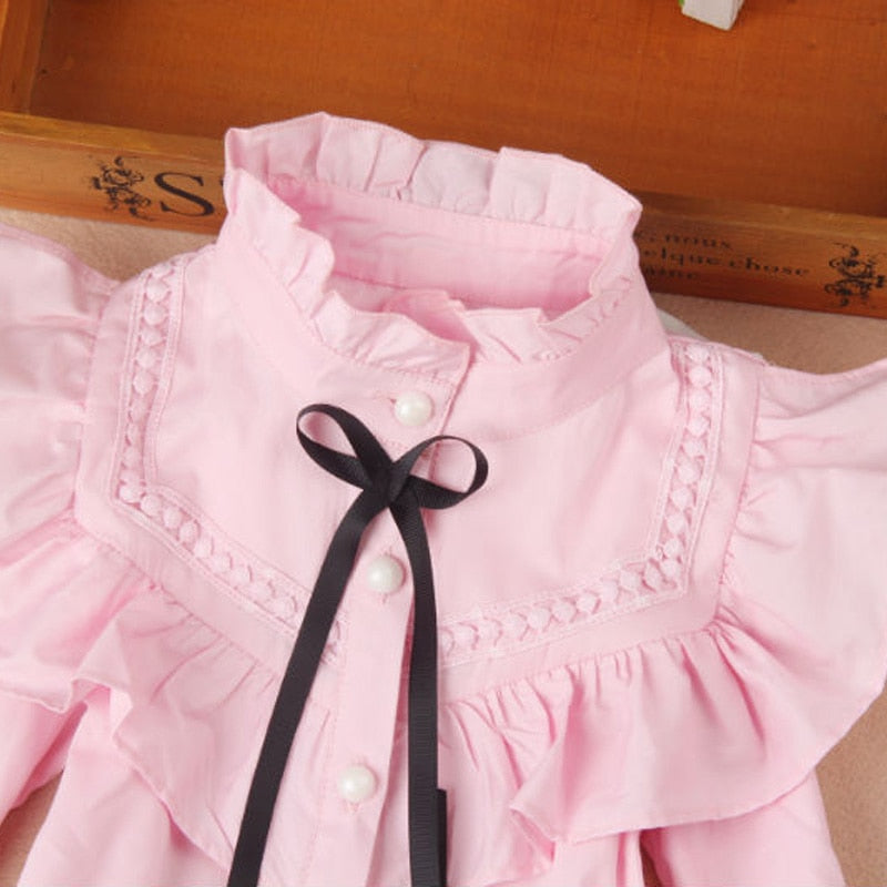 New Spring Fall 2019 Cotton Blouse for Big Girls Solid Color Clothes Children Long Sleeve School Girl Shirt Kids Tops 2-16 Y