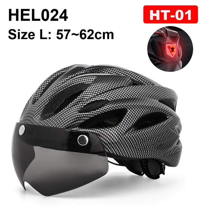 Casco de ciclismo NEWBOLER para hombre y mujer, casco con luz LED, lente para casco de bicicleta de montaña y carretera para montar en bicicleta, deportes, monopatín, Scooter