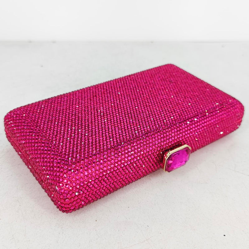 Boutique De FGG Fuchsia Women Crystal Clutch Evening Bags Wedding Bridal Rhinestone Box Handbags Party Dinner Diamond Purse