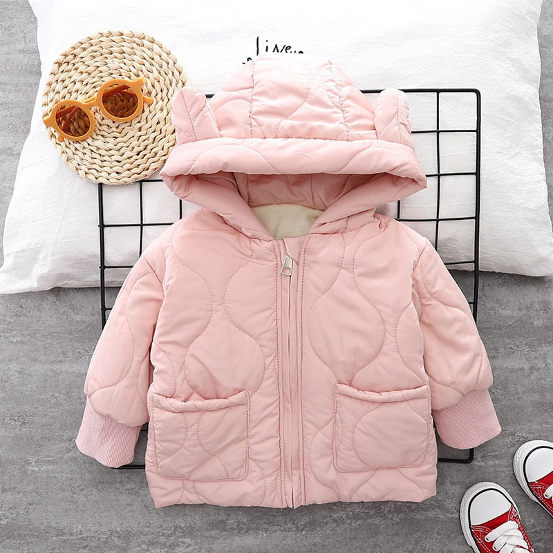 New Winter Children Thicken Clothes Baby Boys Girls Cotton Hooded Jacket Autumn Kids Toddler Fashion Coat Infant Casual Costume