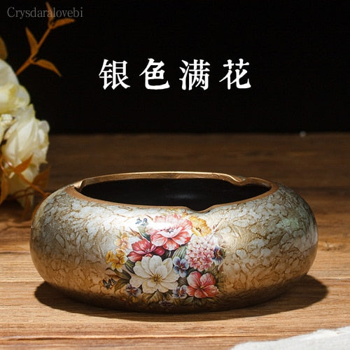 New Style Chinese Retro Ceramic Large with Lid Ashtray Modern Minimalist Creative Luxury Living Room Decoration Coffee Table