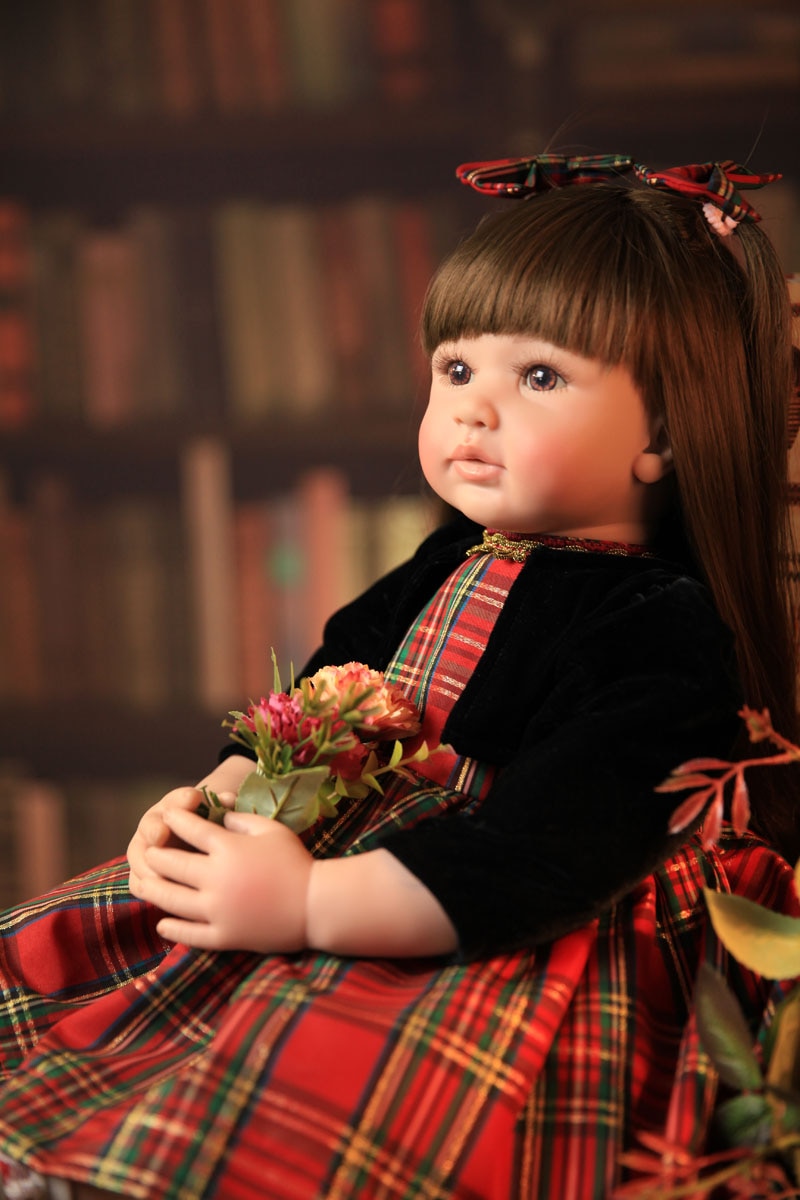 60 cm realistische wiedergeborene Kleinkindpuppe weiche Silikonglieder, Stoffkörper lebensecht 24 Zoll Prinzessin Mädchen Babypuppe Geburtstagsgeschenk