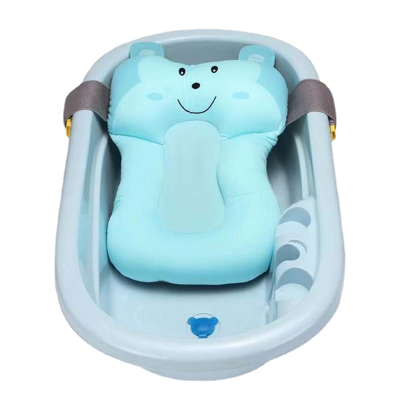 Bañera antideslizante portátil para bebé, 1 unidad, cojín de aire para recién nacido, cama/silla/estante para Baby Shower, almohadilla de baño para bebé con dibujos animados de animales bonitos