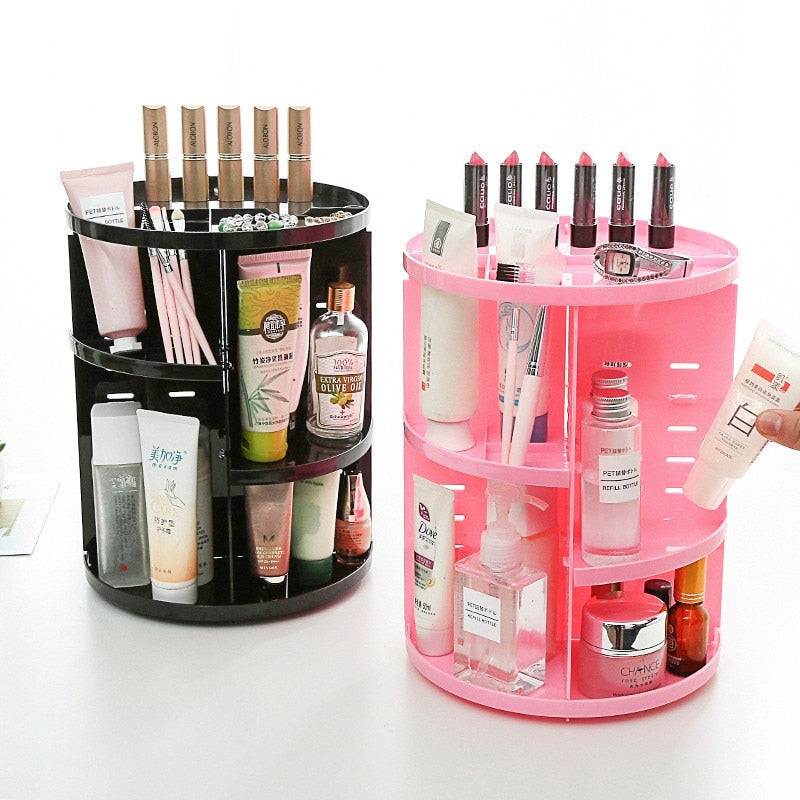 ALLSOME 360-degree Rotating Makeup Organizer Box Brush Holder Jewelry Organizer Case Jewelry Makeup Cosmetic Storage Box