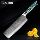 Juego de cuchillos de acero de Damasco XITUO, 1-5 uds., herramientas de cocina, cuchillo de Chef, cuchillos japoneses Santoku, cuchillo para deshuesar, mango de concha exquisito nuevo