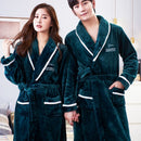 Liebhaber Korallenfleece Robe Herbst Winter Warme Schlafanzug Frauen Männer Verdicken Flanell Bademantel Lounge Nachthemd Hauskleidung Übergröße