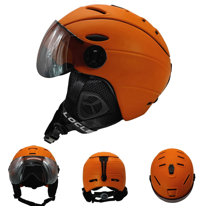 LOCLE CE-Zertifizierung Brille Skihelm In-Mold-Skihelm mit Brille Snowboard-/Skateboardhelm 5 Farben M/L/XL