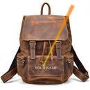 Vintage Crazy Horse Leder Herren Rucksack Unisex Rindsleder 14" Laptop Rucksack Damen dickes echtes Leder Schultasche Freizeittasche