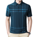 BROWON Business Polo Shirt Men Summer New Casual Loose Breathable Anti-wrinkle Short Sleeved Plaid Men Polo Shirt Men Tops