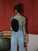 CHEERART Fall 2020 Women Mesh Dragon Print Shirt Long Sleeve Top Button Up See Through Top Fashion Designer Clothing