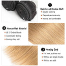 50g/pc 4 Bundles with Closure Transparent Lace Ombre Blonde Brown Free Part Straight Remy Human Hair Short Bob Style